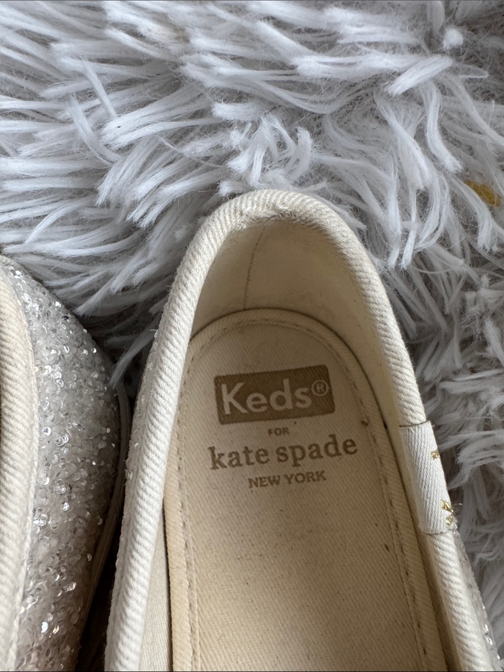 Size 6 kate spade x Keds Silver Glitter Slip-On Sneakers - Picture 3 of 4